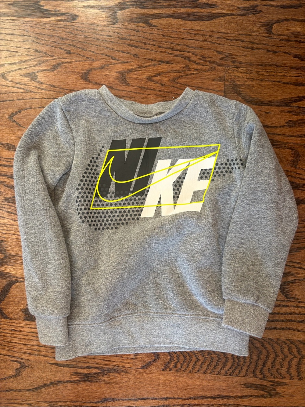 Nike Kids Grey Sweatshirt with Neon Yellow Logo
